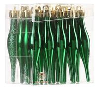 Sea Team 20-Pack Christmas Droplet Ornaments with Strings, 85mm/3.35" Baubles, Shatterproof Plastic Christmas Bulbs, Hanging Decorations for Xmas Tree, Holiday, Wedding, Party, Green