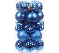 Sea Team 21-Pack Christmas Ball Ornaments with Strings, 80mm/3.15" Large Size Baubles, Shatterproof Plastic Christmas Bulbs, Hanging Decorations for Xmas Tree, Holiday, Wedding, Party, Princess Blue