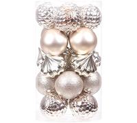 Sea Team 21-Pack Christmas Ball Ornaments with Strings, 80mm/3.15" Large Size Baubles, Shatterproof Plastic Christmas Bulbs, Hanging Decorations for Xmas Tree, Holiday, Wedding, Party, Champagne