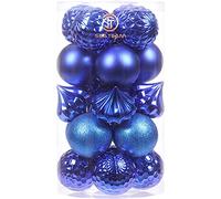 Sea Team 21-Pack Christmas Ball Ornaments with Strings, 80mm/3.15" Large Size Baubles, Shatterproof Plastic Christmas Bulbs, Hanging Decorations for Xmas Tree, Holiday, Wedding, Party, Blue