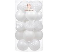 Sea Team 21-Pack Christmas Ball Ornaments with Strings, 80mm/3.15" Large Size Baubles, Shatterproof Plastic Christmas Bulbs, Hanging Decorations for Xmas Tree, Holiday, Wedding, Party, White