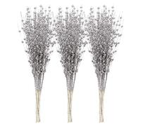 Sea Team 24-Pack Artificial Glitter Berry Stem Ornaments, Decorative Bead Sticks, Glittery Twigs, Picks, Branches for Christmas Tree, Small Vase, Holiday, Wedding, Party (17 Inches, Silver)