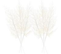 Sea Team 24-Pack Artificial Glitter Pine Tree Twig Ornaments, Decorative Sticks, Glittery Stems, Picks, Branches for Christmas Tree, Small Vase, Holiday, Wedding, Party, 14-inch, White