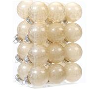 Sea Team 24-Pack Christmas Ball Ornaments with Marble Texture, Decorative Hanging Baubles, Shatterproof Plastic Decorations for Xmas Tree, Wreath, Garland, 60mm/2.36 Inches, Champagne
