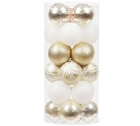 Sea Team 24-Pack Christmas Ball Ornaments with Strings, 60mm/2.36-Inch Medium Size Baubles, Shatterproof Plastic Christmas Bulbs, Hanging Decorations for Xmas Tree, Holiday, Wedding, Party, Gold