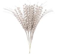 Sea Team 24-Pack Decorative Christmas Tree Branches, Fluffy Glittery Bead Twigs, Tree Toppers, Vase Fillers, Stems, Picks for Christmas Tree, Wreath, Garland, 16.5-Inch, Champagne