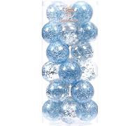 Sea Team 24-Pack Shatterproof Christmas Baubles 70mm Blue | Clear Plastic, Stuffed Delicate Decorations, Hanging Ornaments for Xmas Tree, 2.76 Inch, Set