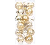 Sea Team 24-Pack Shatterproof Christmas Baubles 70mm Gold | Clear Plastic, Stuffed Delicate Decorations, Hanging Ornaments for Xmas Tree, 2.76 Inch, Set