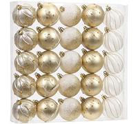 Sea Team 25-Pack Christmas Ball Ornaments with Strings, 60mm/2.36-Inch Medium Size Baubles, Shatterproof Plastic Christmas Bulbs, Hanging Decorations for Xmas Tree, Holiday, Wedding, Party, Gold