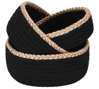 Sea Team 3-Pack Round Cotton Rope Baskets Jute Braided Portable Storage Set