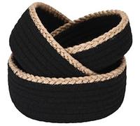 Sea Team 3-Pack Small Cotton Rope Storage Basket Set - Portable Round Organizers with Jute Braid for Small Items, Toys, Makeup & Trinkets