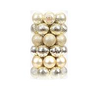 Sea Team 41-Pack Christmas Ball Ornaments with Strings, 40mm/1.57" Small Size Baubles, Shatterproof Plastic Christmas Bulbs, Hanging Decorations for Xmas Tree, Holiday, Wedding, Party, Gold