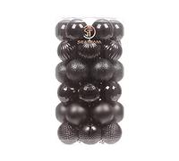 Sea Team 41-Pack Christmas Ball Ornaments with Strings, 40mm/1.57" Small Size Baubles, Shatterproof Plastic Christmas Bulbs, Hanging Decorations for Xmas Tree, Holiday, Wedding, Party, Black
