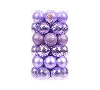 Sea Team 41-Pack Christmas Ball Ornaments with Strings, 40mm/1.57" Small Size Baubles, Shatterproof Plastic Christmas Bulbs, Hanging Decorations for Xmas Tree, Holiday, Wedding, Party, Lavender