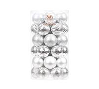 Sea Team 41-Pack Christmas Ball Ornaments with Strings, 40mm/1.57" Small Size Baubles, Shatterproof Plastic Christmas Bulbs, Hanging Decorations for Xmas Tree, Holiday, Wedding, Party, Silver