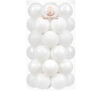 Sea Team 41-Pack Christmas Ball Ornaments with Strings, 40mm/1.57" Small Size Baubles, Shatterproof Plastic Christmas Bulbs, Hanging Decorations for Xmas Tree, Holiday, Wedding, Party, White