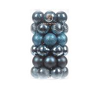 Sea Team 41-Pack Christmas Ball Ornaments with Strings, 40mm/1.57" Small Size Baubles, Shatterproof Plastic Christmas Bulbs, Hanging Decorations for Xmas Tree, Holiday, Wedding, Party, Stone Blue