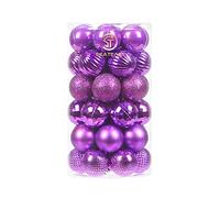 Sea Team 41-Pack Christmas Ball Ornaments with Strings, 40mm/1.57" Small Size Baubles, Shatterproof Plastic Christmas Bulbs, Hanging Decorations for Xmas Tree, Holiday, Wedding, Party, Purple