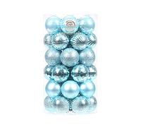 Sea Team 41-Pack Christmas Ball Ornaments with Strings, 40mm/1.57" Small Size Baubles, Shatterproof Plastic Christmas Bulbs, Hanging Decorations for Xmas Tree, Holiday, Wedding, Party, Baby Blue