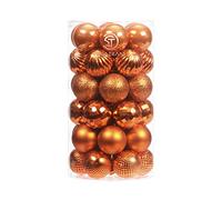 Sea Team 41-Pack Christmas Ball Ornaments with Strings, 40mm/1.57" Small Size Baubles, Shatterproof Plastic Christmas Bulbs, Hanging Decorations for Xmas Tree, Holiday, Wedding, Party, Orange