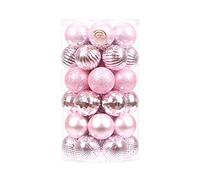 Sea Team 41-Pack Christmas Ball Ornaments with Strings, 40mm/1.57" Small Size Baubles, Shatterproof Plastic Christmas Bulbs, Hanging Decorations for Xmas Tree, Holiday, Wedding, Party, Pink