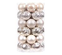 Sea Team 41-Pack Christmas Ball Ornaments with Strings, 60mm/2.36" Medium Size Baubles, Shatterproof Plastic Christmas Bulbs, Hanging Decorations for Xmas Tree, Holiday, Wedding, Party, Champagne
