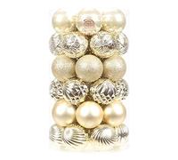 Sea Team 41-Pack Christmas Ball Ornaments with Strings, 60mm/2.36" Medium Size Baubles, Shatterproof Plastic Christmas Bulbs, Hanging Decorations for Xmas Tree, Holiday, Wedding, Party, Gold