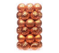 Sea Team 41-Pack Christmas Ball Ornaments with Strings, 60mm/2.36" Medium Size Baubles, Shatterproof Plastic Christmas Bulbs, Hanging Decorations for Xmas Tree, Holiday, Wedding, Party, Orange