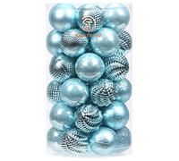 Sea Team 41-Pack Christmas Ball Ornaments with Strings, 60mm/2.36" Medium Size Baubles, Shatterproof Plastic Christmas Bulbs, Hanging Decorations for Xmas Tree, Holiday, Wedding, Party, Baby Blue