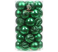 Sea Team 41-Pack Christmas Ball Ornaments with Strings, 60mm/2.36" Medium Size Baubles, Shatterproof Plastic Christmas Bulbs, Hanging Decorations for Xmas Tree, Holiday, Wedding, Party, Green