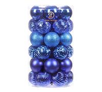 Sea Team 41-Pack Christmas Ball Ornaments with Strings, 60mm/2.36" Medium Size Baubles, Shatterproof Plastic Christmas Bulbs, Hanging Decorations for Xmas Tree, Holiday, Wedding, Party, Blue