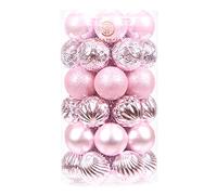 Sea Team 41-Pack Christmas Ball Ornaments with Strings, 60mm/2.36" Medium Size Baubles, Shatterproof Plastic Christmas Bulbs, Hanging Decorations for Xmas Tree, Holiday, Wedding, Party, Pink