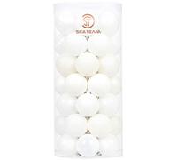 Sea Team 46-Pack Christmas Ball Ornaments with Strings, 30mm/1.18" Mini Size Baubles, Shatterproof Plastic Christmas Bulbs, Hanging Decorations for Xmas Tree, Holiday, Wedding, Party, White