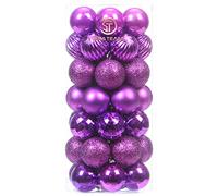 Sea Team 46-Pack Christmas Ball Ornaments with Strings, 30mm/1.18" Mini Size Baubles, Shatterproof Plastic Christmas Bulbs, Hanging Decorations for Xmas Tree, Holiday, Wedding, Party, Purple