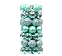 Sea Team 46-Pack Christmas Ball Ornaments with Strings, 30mm/1.18" Mini Size Baubles, Shatterproof Plastic Christmas Bulbs, Hanging Decorations for Xmas Tree, Holiday, Wedding, Party, Mint