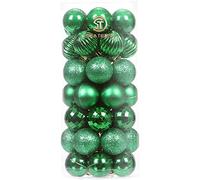 Sea Team 46-Pack Christmas Ball Ornaments with Strings, 30mm/1.18" Mini Size Baubles, Shatterproof Plastic Christmas Bulbs, Hanging Decorations for Xmas Tree, Holiday, Wedding, Party, Green