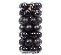Sea Team 46-Pack Christmas Ball Ornaments with Strings, 30mm/1.18" Mini Size Baubles, Shatterproof Plastic Christmas Bulbs, Hanging Decorations for Xmas Tree, Holiday, Wedding, Party, Black