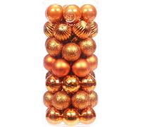 Sea Team 46-Pack Christmas Ball Ornaments with Strings, 30mm/1.18" Mini Size Baubles, Shatterproof Plastic Christmas Bulbs, Hanging Decorations for Xmas Tree, Holiday, Wedding, Party, Orange