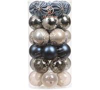 Sea Team 60mm/2.36" Delicate Contrast Color Theme Painting & Glittering Christmas Tree Pendants Decorative Hanging Christmas Baubles Balls Ornaments Set - 30 Pieces (Stone Blue & Silver Grey)