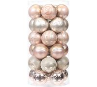 Sea Team 60mm/2.36" Delicate Contrast Color Theme Painting & Glittering Christmas Tree Pendants Decorative Hanging Christmas Baubles Balls Ornaments Set - 30 Pieces (Rose Gold & Champagne)
