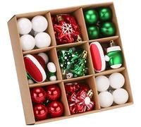 Sea Team 62-Pack Assorted Shatterproof Plastic Christmas Ball Ornaments Set, Miniature Baubles, Pendants, Decorations for Small Xmas Tree, DIY Wreath, Garland（ELF）