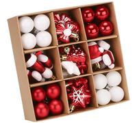 Sea Team 62-Pack Assorted Shatterproof Plastic Christmas Ball Ornaments Set, Miniature Baubles, Pendants, Decorations for Small Xmas Tree, DIY Wreath, Garland(Red)