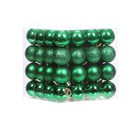 Sea Team 64-Pack Christmas Ball Ornaments with Strings, 30mm/1.18-Inch Mini Size Baubles, Shatterproof Plastic Christmas Bulbs, Hanging Decorations for Xmas Tree, Holiday, Wedding, Party, Green