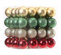 Sea Team 64-Pack Christmas Ball Ornaments with Strings, 30mm/1.18-Inch Mini Size Baubles, Shatterproof Plastic Christmas Bulbs, Hanging Decorations for Xmas Tree, Holiday, Party, Gold & Red & Green