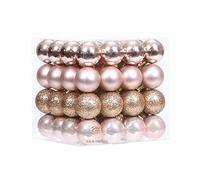 Sea Team 64-Pack Christmas Ball Ornaments with Strings, 30mm/1.18-Inch Mini Size Baubles, Shatterproof Plastic Christmas Bulbs, Hanging Decorations for Xmas Tree, Holiday, Wedding, Party, Rose Gold