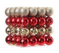 Sea Team 64-Pack Christmas Ball Ornaments with Strings, 40mm/1.57-Inch Medium Size Baubles, Shatterproof Plastic Christmas Bulbs, Hanging Decorations for Xmas Tree, Holiday, Party, Red & Gold
