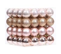 Sea Team 64-Pack Christmas Ball Ornaments with Strings, 40mm/1.57-Inch Medium Size Baubles, Shatterproof Plastic Christmas Bulbs, Hanging Decorations for Xmas Tree, Holiday, Wedding, Party, Rose Gold