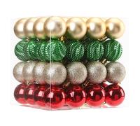 Sea Team 64-Pack Christmas Ball Ornaments with Strings, 40mm/1.57-Inch Medium Size Baubles, Shatterproof Plastic Christmas Bulbs, Hanging Decorations for Xmas Tree, Holiday, Party, Gold & Red & Green