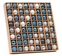 Sea Team 64-Pack Mini Christmas Ball Ornaments with Strings, 30mm/1.18-Inch Small Baubles, Shatterproof Plastic Christmas Bulbs, Hanging Decorations for Xmas Tree, Wreath, Garland (Stone Blue)