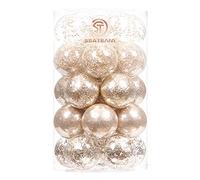 Sea Team 70 mm / 2.76 Inches Clear Christmas Ball Ornaments, Transparent Shatterproof Plastic Baubles, Xmas Bulbs, Christmas Tree Decorations (30 Counts, Champagne)
